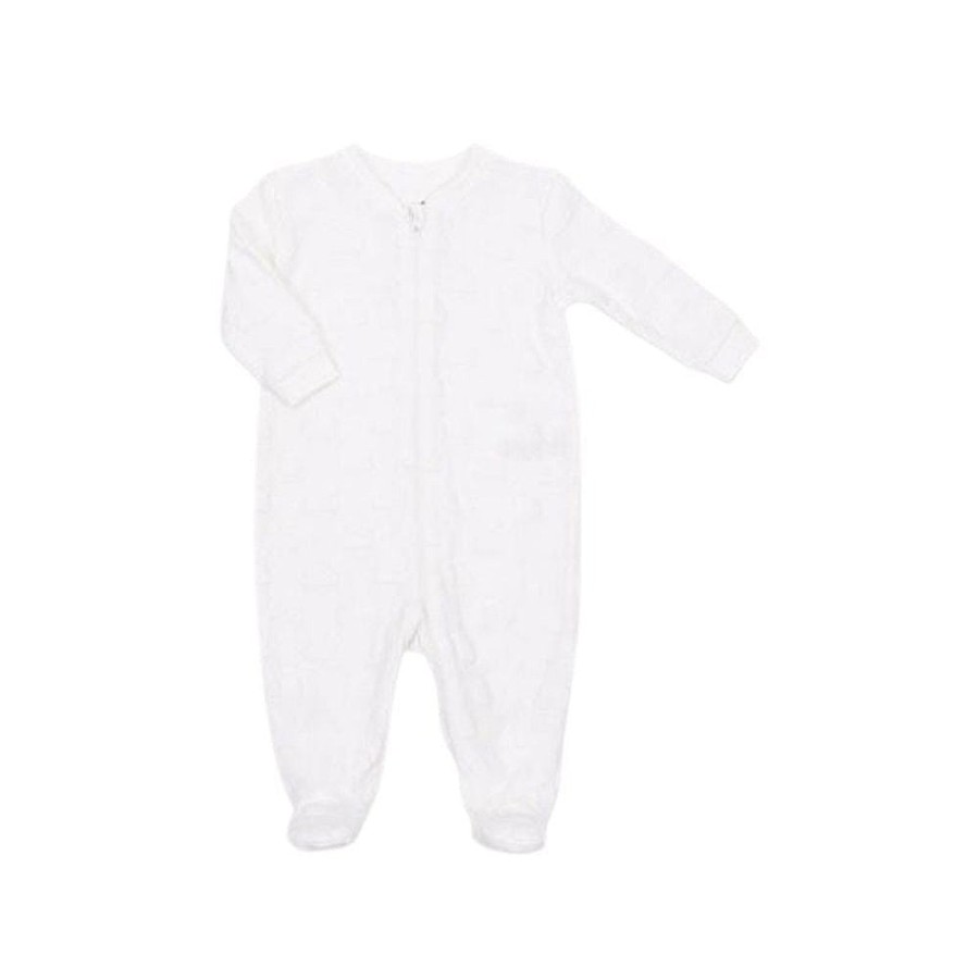 Nursery Snuggle Bugz | Velour Textured Sleeper With Zipper White