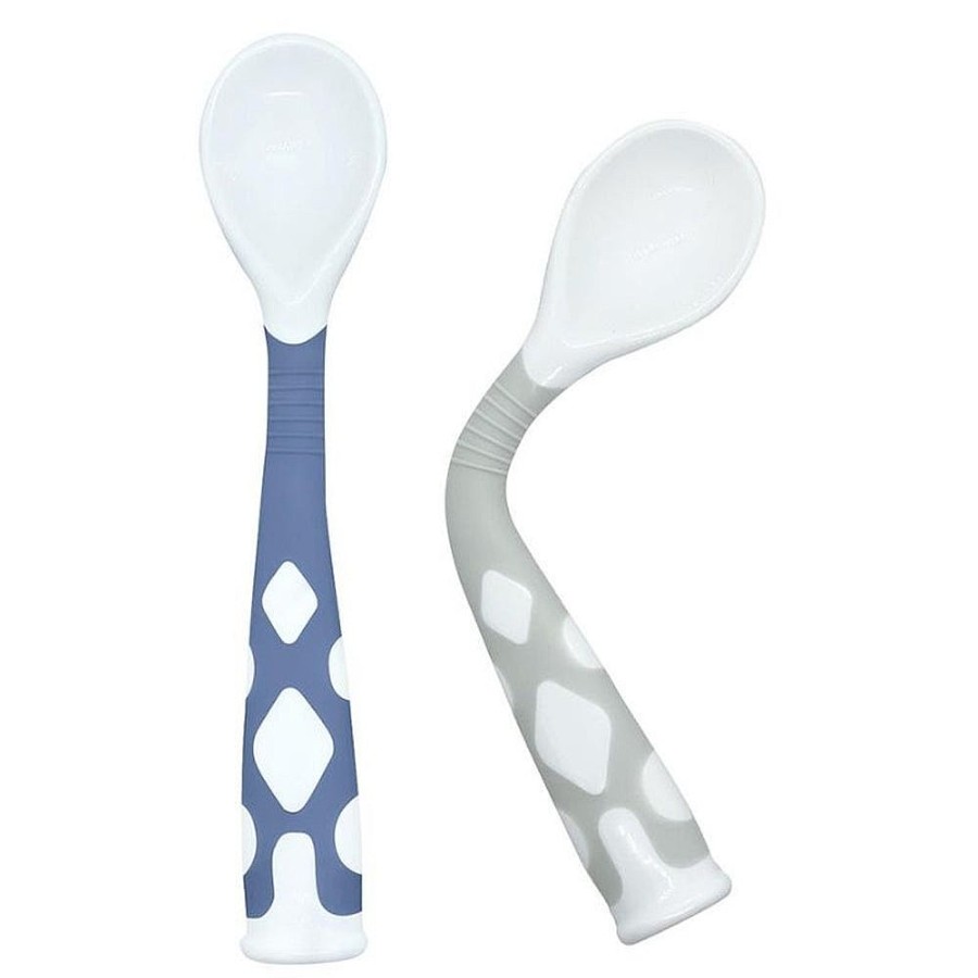 Feeding Snuggle Bugz | Silibend Spoons- 2 Pack Mineral Blue And Day Dream Grey