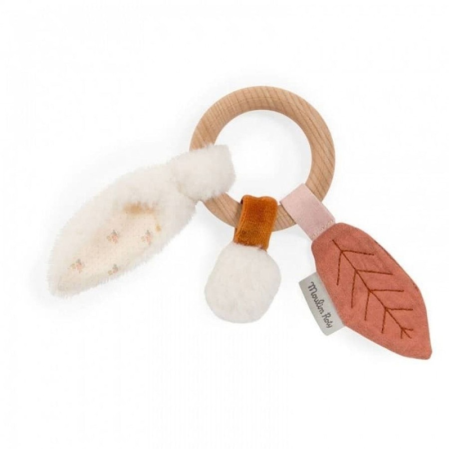 Toys Snuggle Bugz Sensory Toys | Wood Ring Rattle - Rabbit