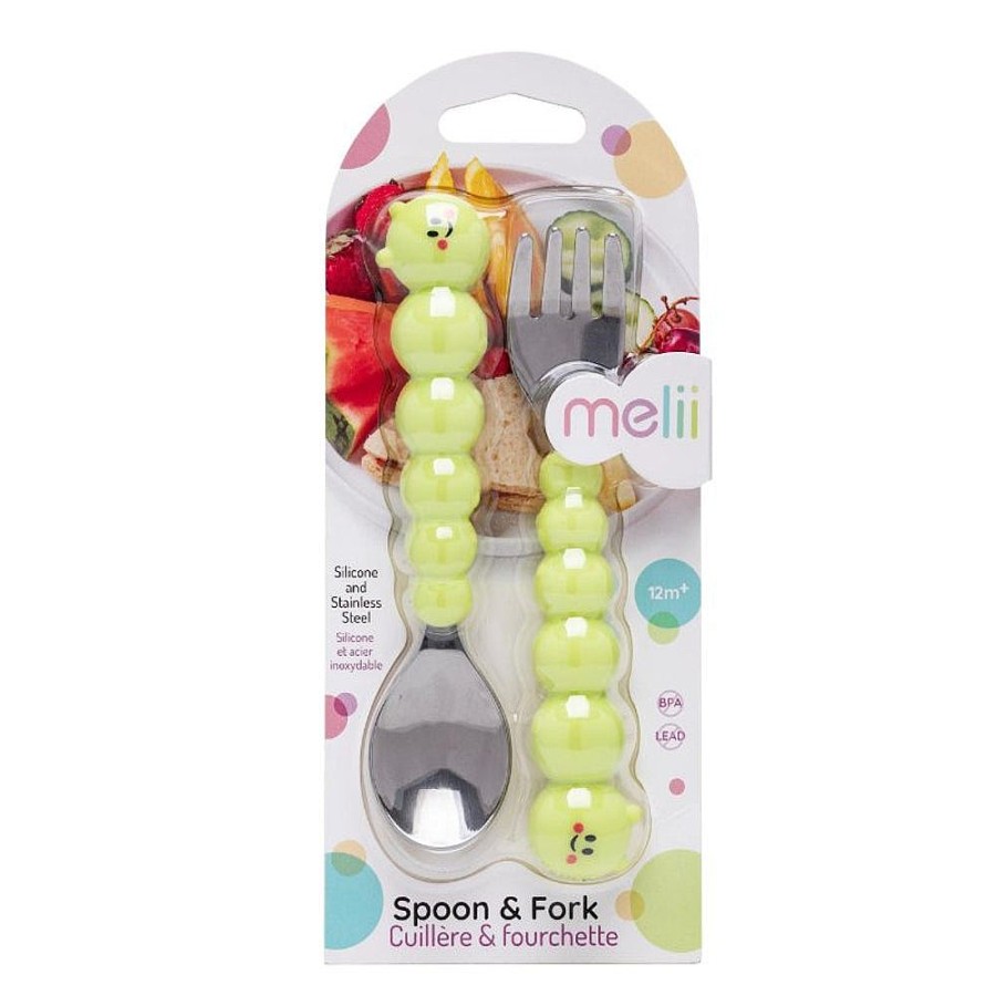 Feeding Snuggle Bugz | Silicone Caterpillar Spoon And Fork Set