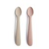 Feeding Snuggle Bugz | Silicone Feeding Spoons 2-Pack Stone And Cloudy Mauve