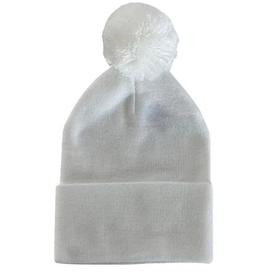 Nursery Snuggle Bugz | Newborn Knitted Pompom Hat White