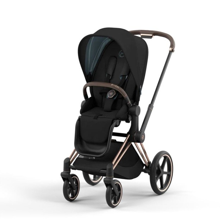 Strollers Snuggle Bugz Lightweight & Travel Strollers | Priam4 Complete Stroller - Rose Gold Frame / Deep Black Seat