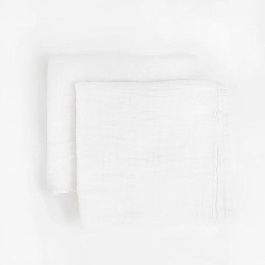 Nursery Snuggle Bugz | Organic Cotton Muslin Swaddle Blanket - 2 Pack White