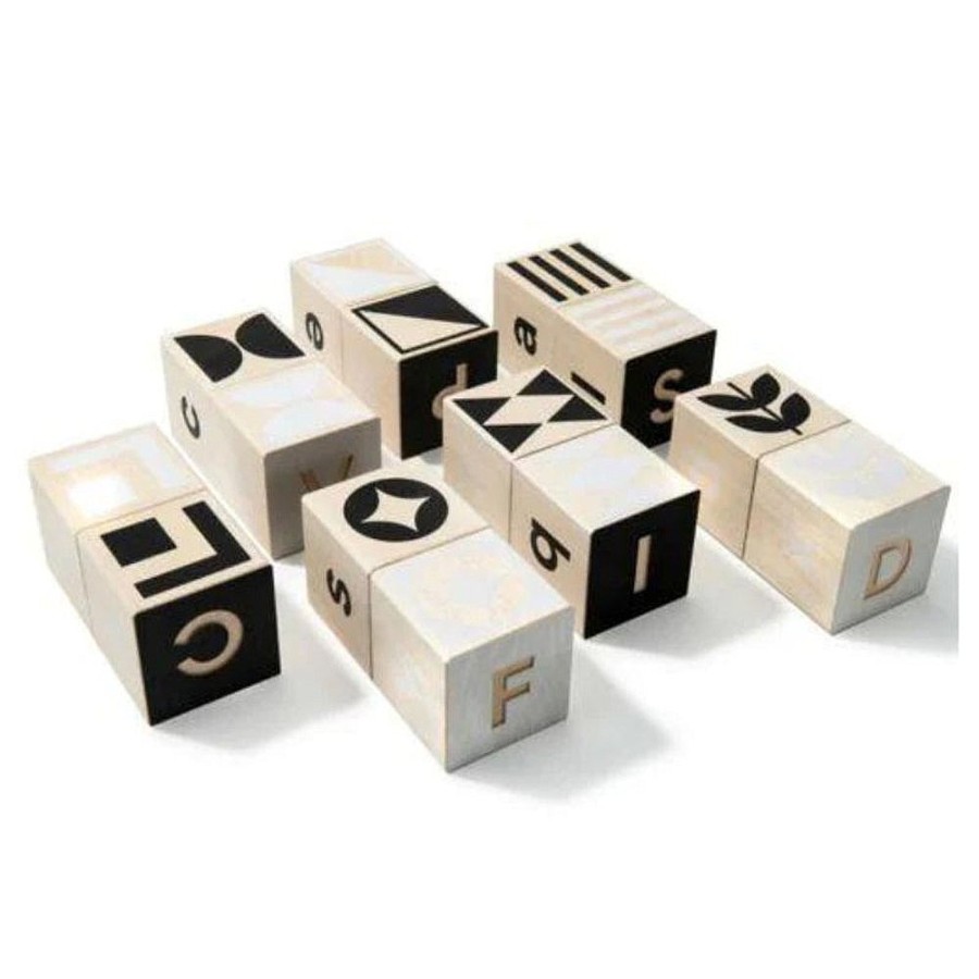 Toys Snuggle Bugz Wooden Toys | B&W Abc Blocks - Upper & Lower Case