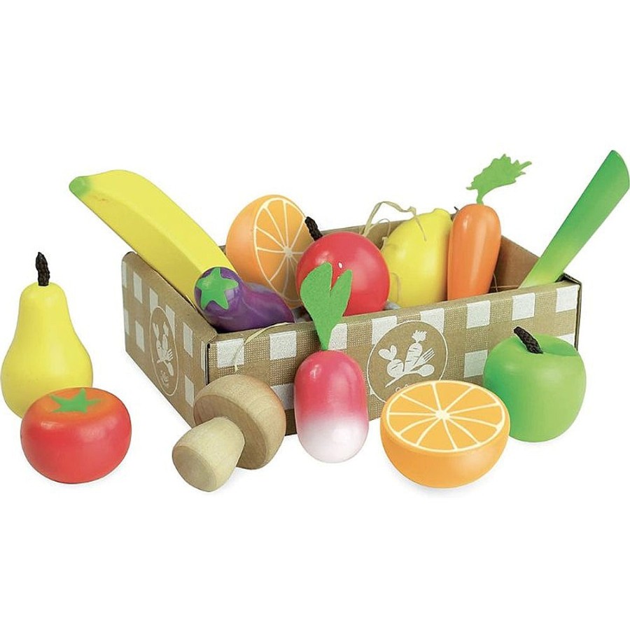 Toys Snuggle Bugz Pretend Play | Wooden Fruits And Vegetables Set