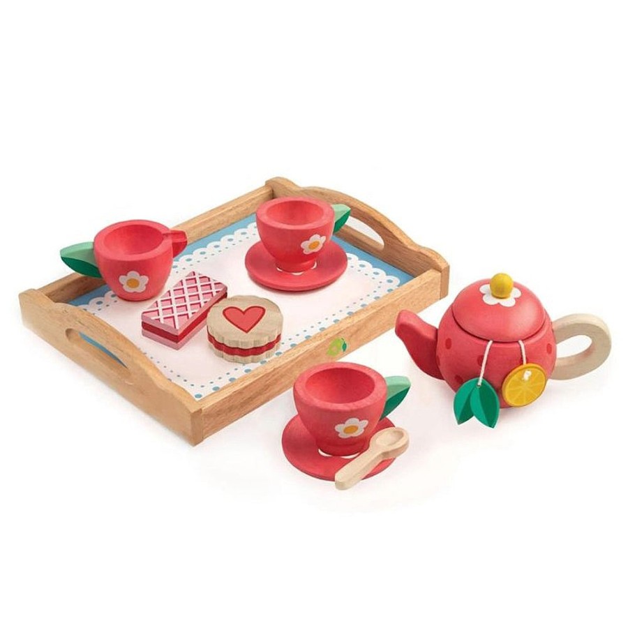 Toys Snuggle Bugz Pretend Play | Wooden Tea Tray Set