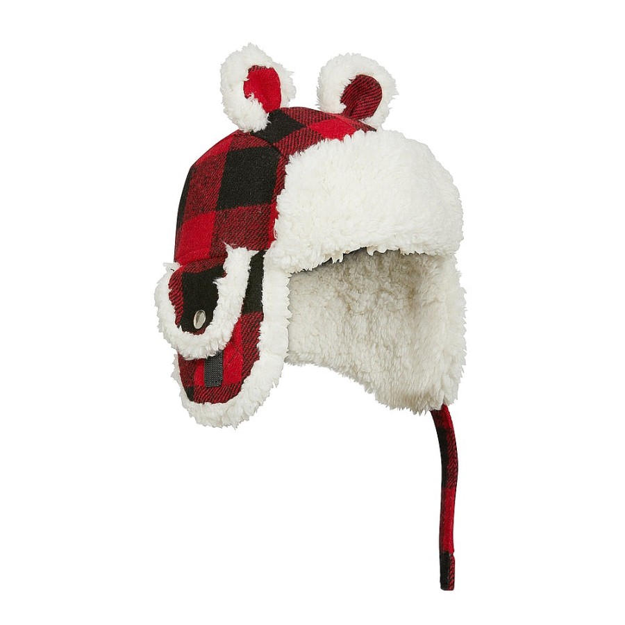 Nursery Snuggle Bugz | Cute Aviator Hat With Ears Red Plaid