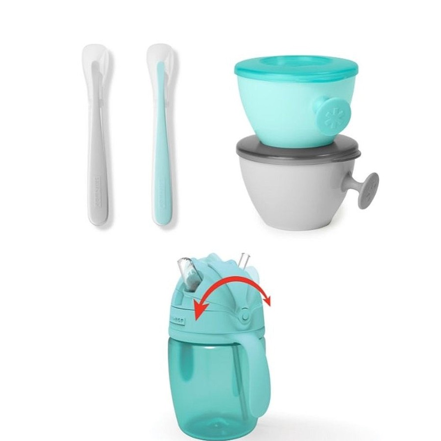 Feeding Snuggle Bugz | Easy-Feed Mealtime Set - Teal/Grey