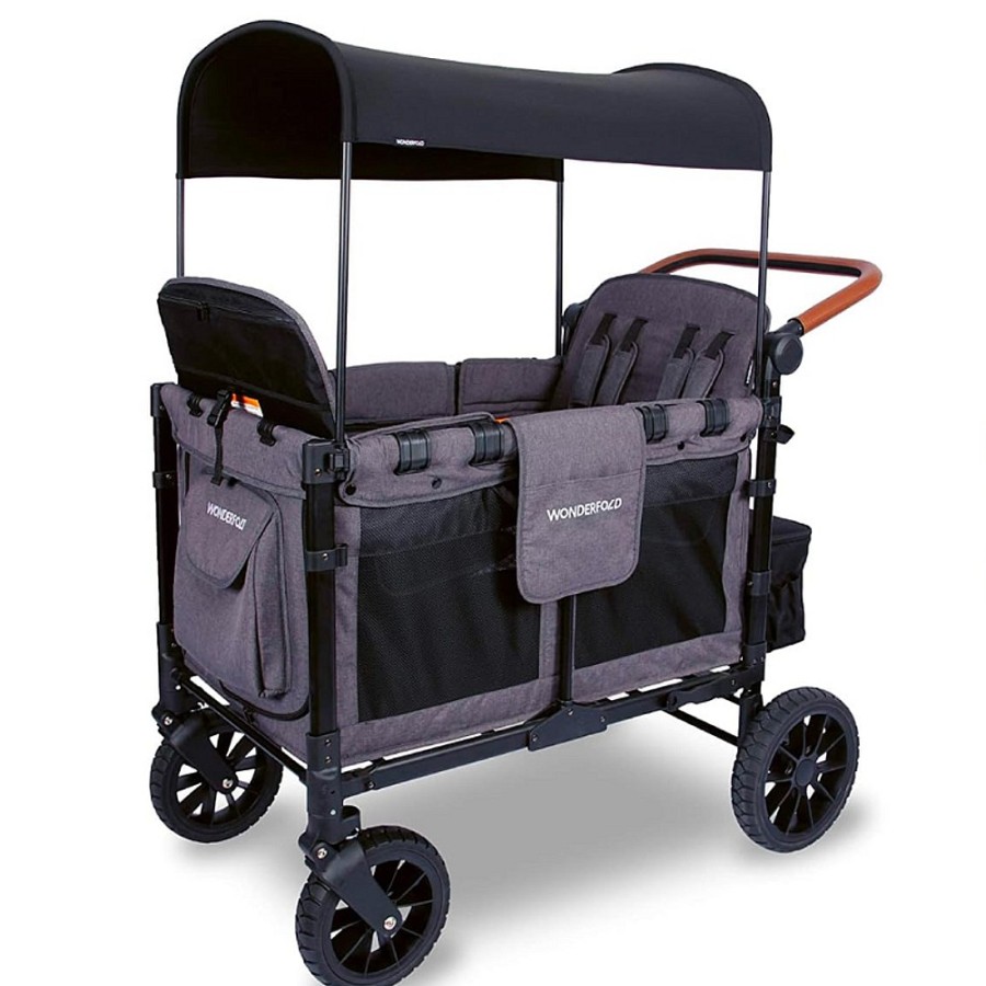 Strollers Snuggle Bugz Wagons | W4 Luxe Quad Stroller Wagon Charcoal Grey - Black Frame