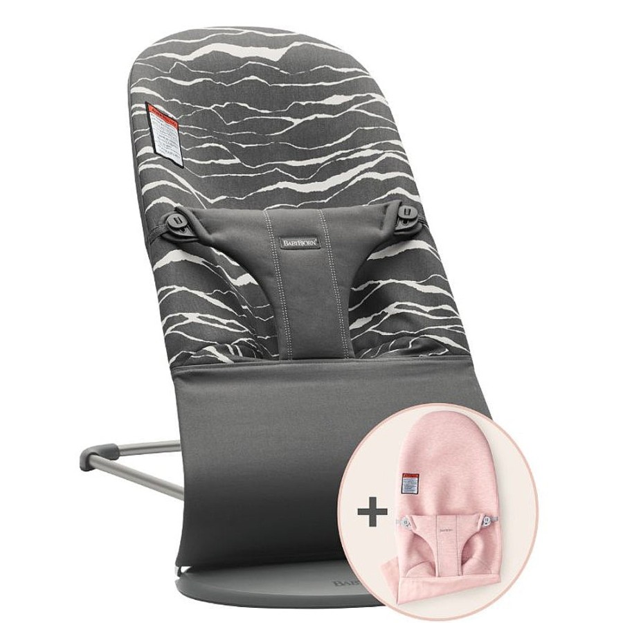 On-The-Go Snuggle Bugz | Bouncer Bliss With Extra Seat Fabric Bundle Landscape With Light Pink Jersey