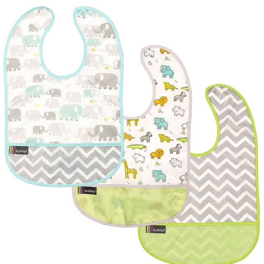 On-The-Go Snuggle Bugz | Waterproof Clean Bibs - 3 Pack Green