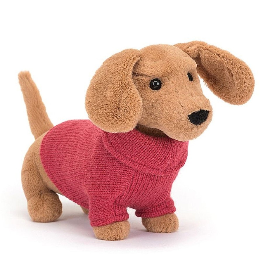 Toys Snuggle Bugz Plush Toys | Sweater Sausage Dog Pink