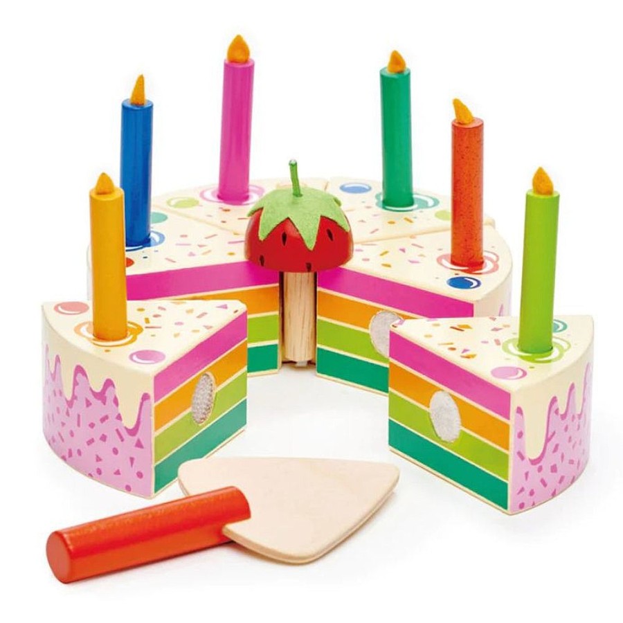 Toys Snuggle Bugz Pretend Play | Wooden Birthday Cake Rainbow