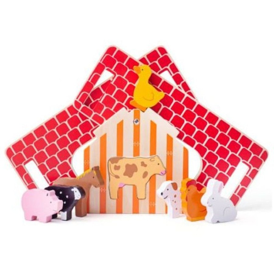 Toys Snuggle Bugz Wooden Toys | Farmhouse Shape Sorter