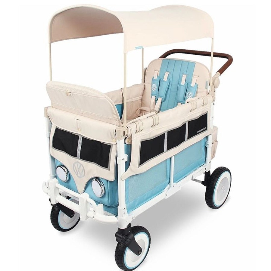 Strollers Snuggle Bugz Wagons | Vw4 Volkswagen 4 Passenger Stroller Wagon Bondi Blue