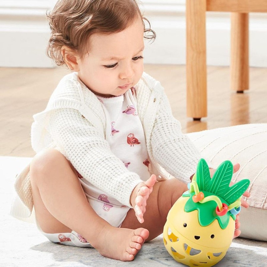 Toys Snuggle Bugz Sensory Toys | Farmstand Roll-Around Pineapple Rattle Baby Toy