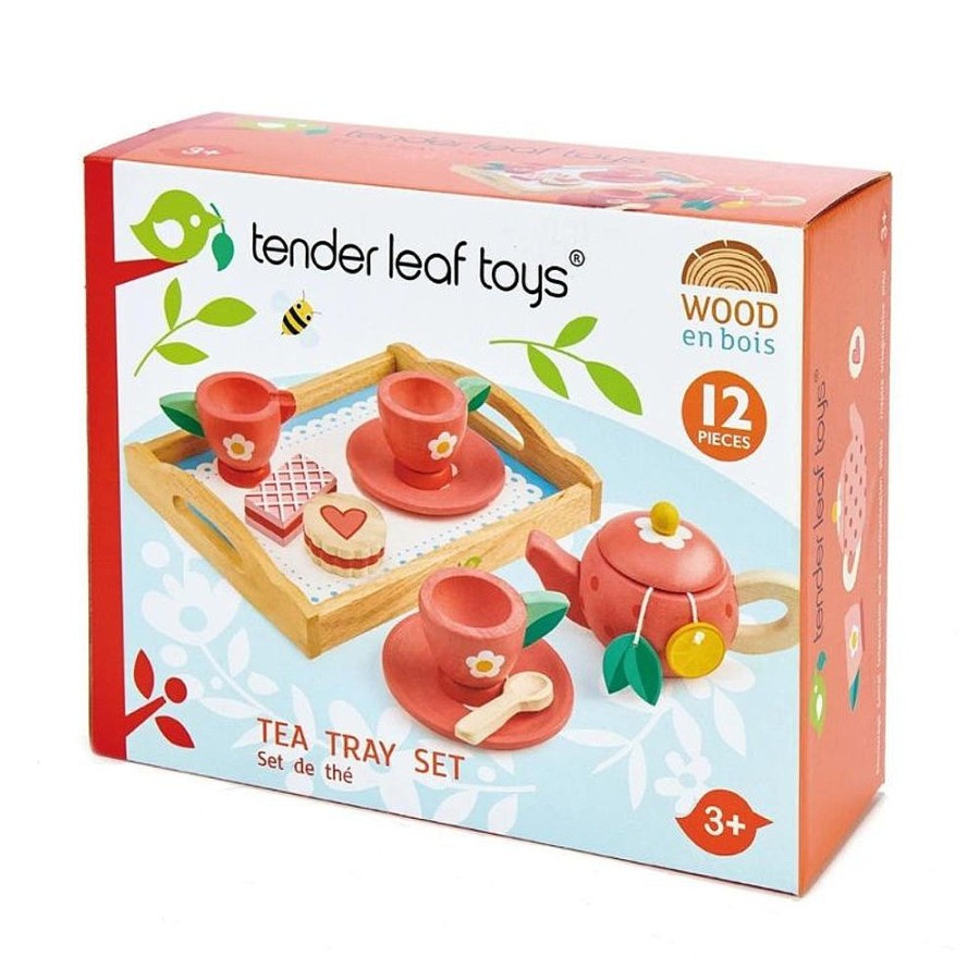 Toys Snuggle Bugz Pretend Play | Wooden Tea Tray Set