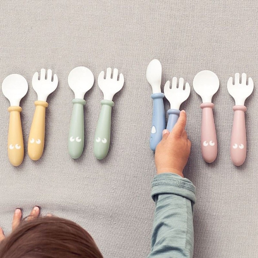 Feeding Snuggle Bugz | Spoon + Fork Set - 4 Pack Powder Green