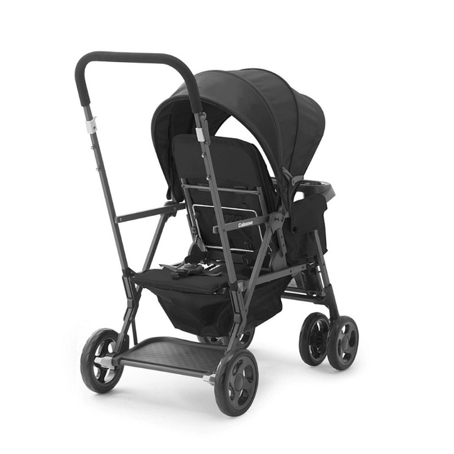 Strollers Snuggle Bugz Double Strollers | Caboose Too Sit And Stand Tandem Double Stroller Graphite Black