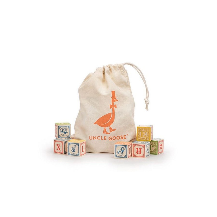 Toys Snuggle Bugz Wooden Toys | Classic Abc Blocks With Canvas Bag