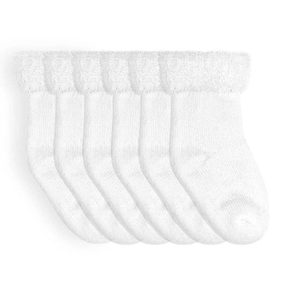 On-The-Go Snuggle Bugz | Terry 3-6 Months 6 Pack Socks White