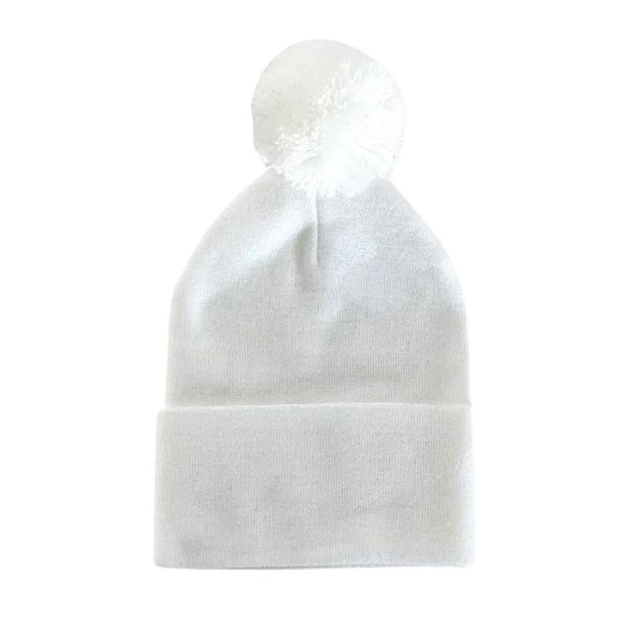 Nursery Snuggle Bugz | Newborn Knitted Pompom Hat White