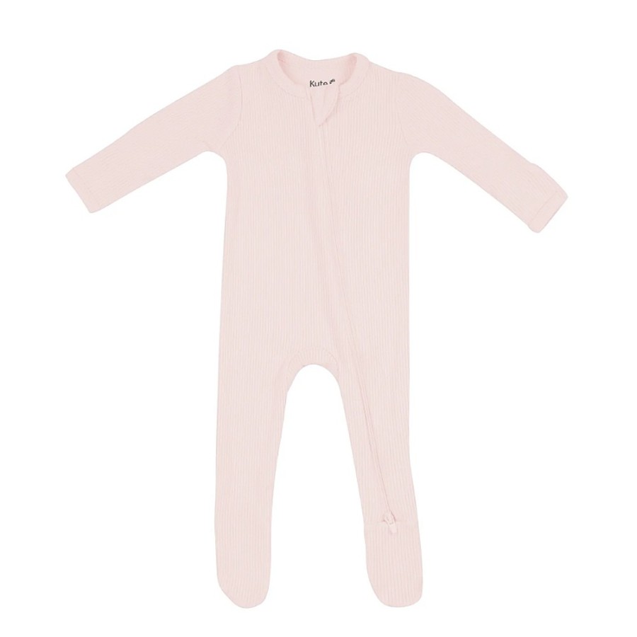 Nursery Snuggle Bugz | Ribbed Bamboo Zipper Footie Blush