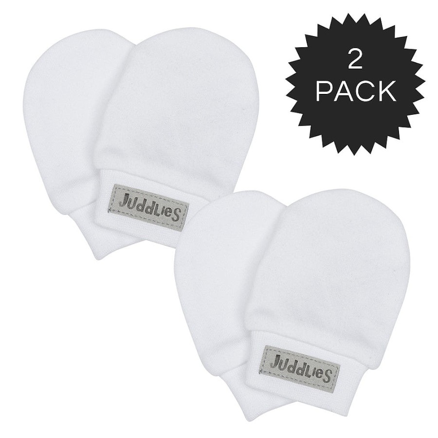 Nursery Snuggle Bugz | Scratch Mitts - Nb - White/Grey - 2 Pack