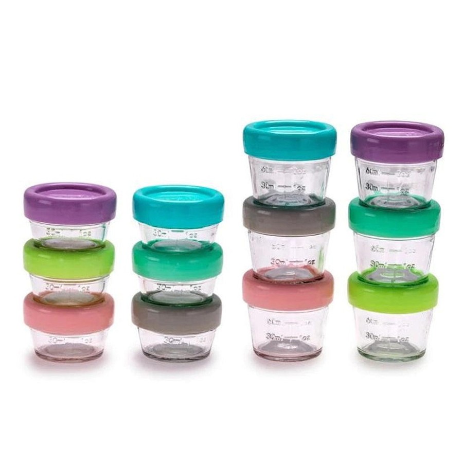 Feeding Snuggle Bugz | Glass Food Containers 12 Pack Set - 2Oz And 4Oz