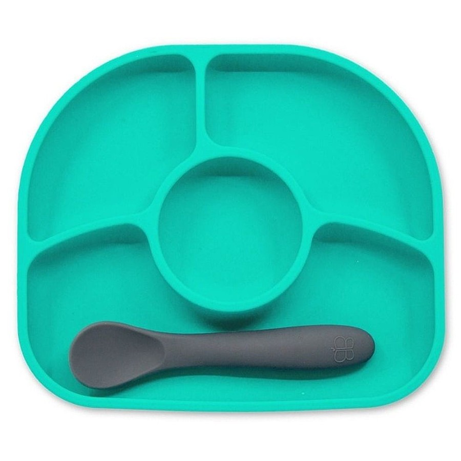 Feeding Snuggle Bugz | Yumi Silicone Plate And Spoon Set Aqua