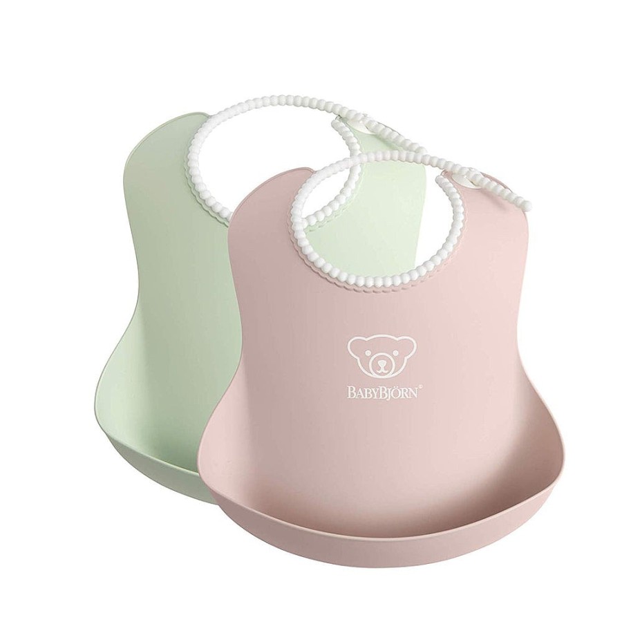 Feeding Snuggle Bugz | Soft Bib - 2 Pack Powder Green / Powder Pink