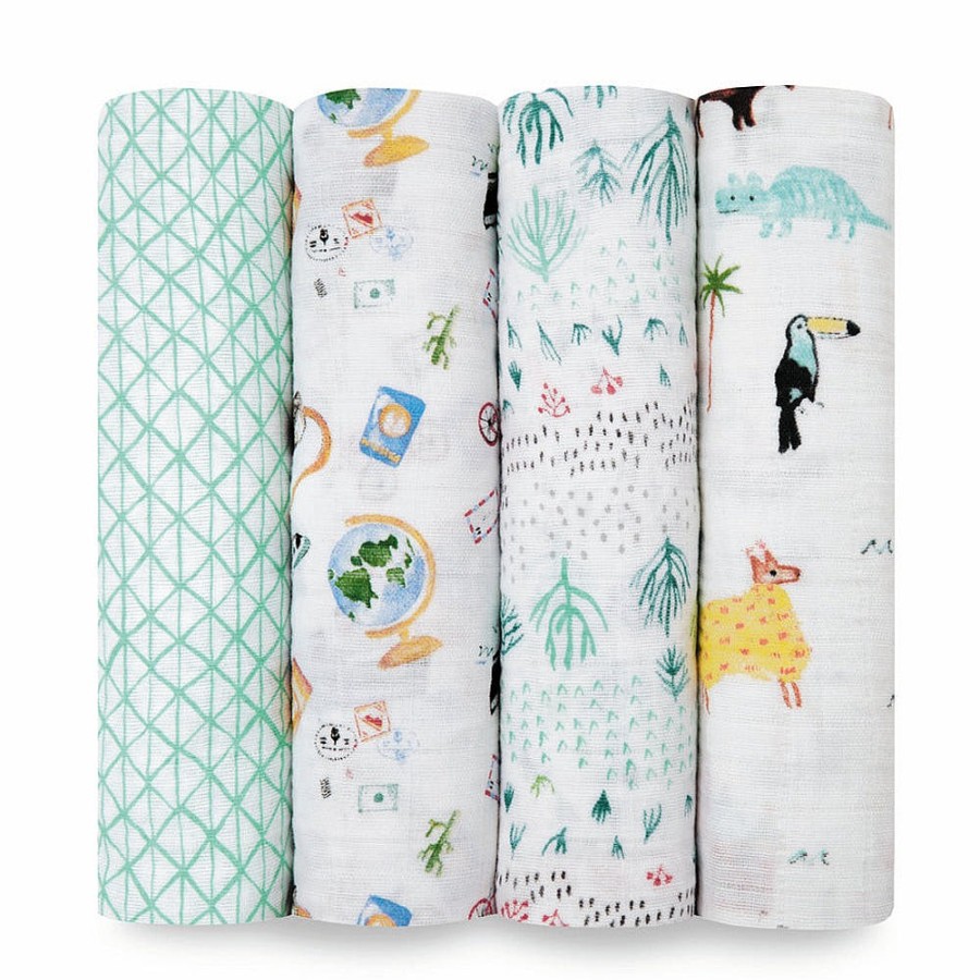 Nursery Snuggle Bugz | Cotton Muslin Swaddles - 4 Pack