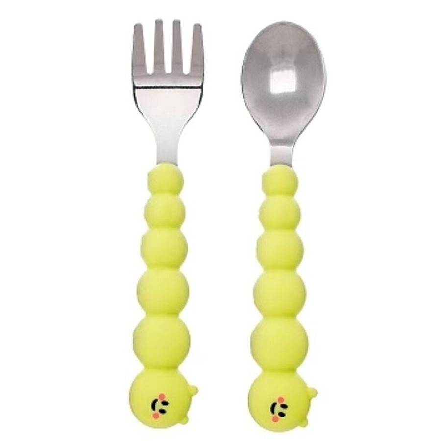 Feeding Snuggle Bugz | Silicone Caterpillar Spoon And Fork Set