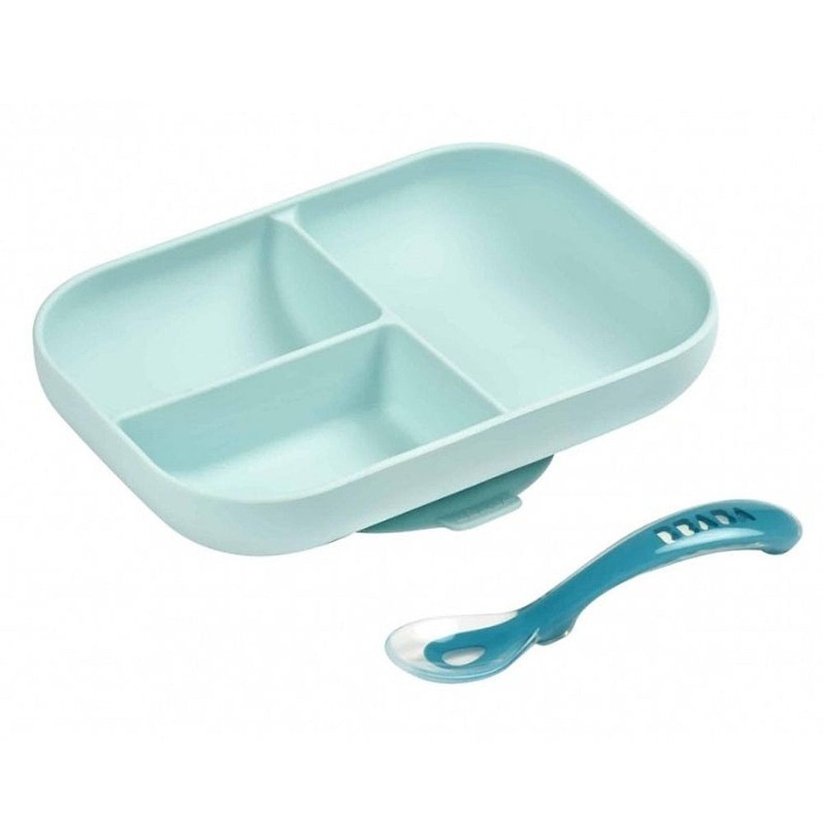 Feeding Snuggle Bugz | Divided Plate & Spoon Blue