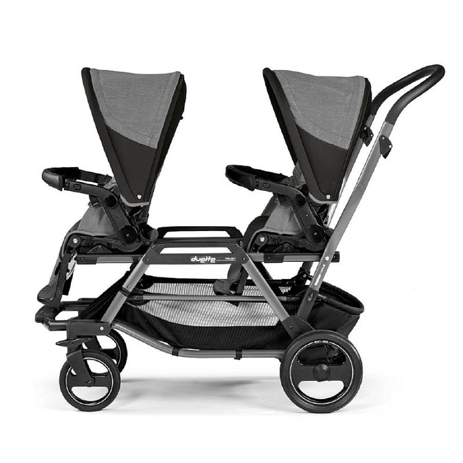 Strollers Snuggle Bugz Double Strollers | Duette Piroet Stroller - City Grey