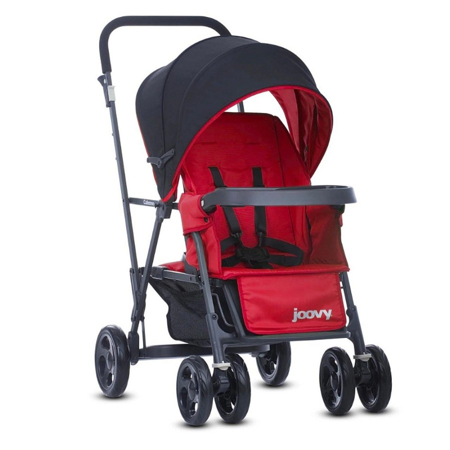 Strollers Snuggle Bugz Double Strollers | Caboose Sit And Stand Tandem Double Stroller Red