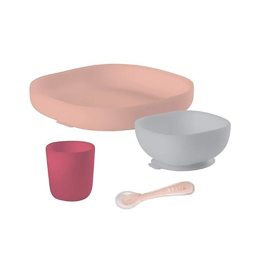 Feeding Snuggle Bugz | Silicone Suction 4-Piece Meal Set Pink