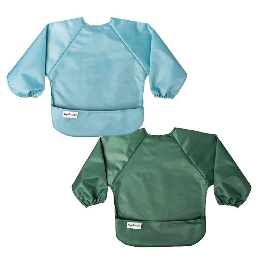 Feeding Snuggle Bugz | Mess-Proof Full Sleeve Bibs - 2 Pack Slate/Olive